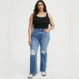 Torrid Distressed High Rise Stretch + Rigid Jeans